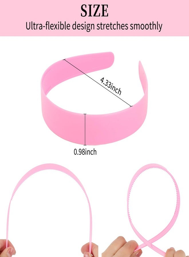 Wecoe Headbands for Girls Women 10pcs 1 Inch Wide Plastic Headbands with Teeth Plain Colorful Hard Head Bands Hairbands Diy Crafts Hair Accessories for Women & Girls - Image 5